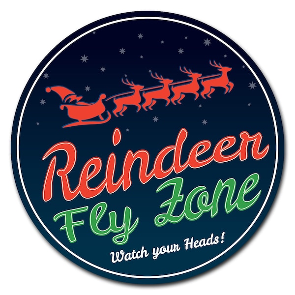 Reindeer Fly Zone Circle Vinyl Laminated Decal